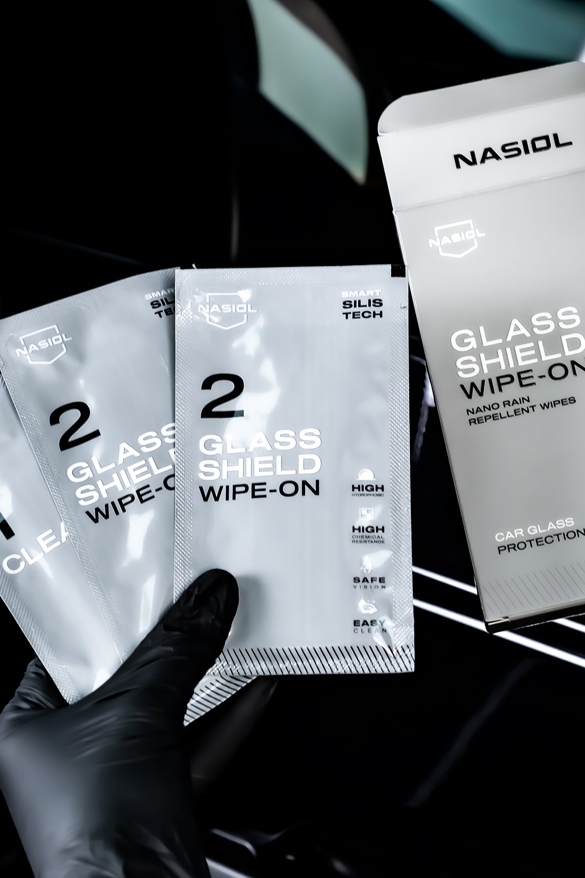 Nasiol Glass Shield Wipe-On Towelettes (2 wipes per box)